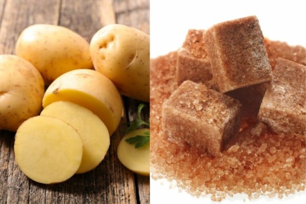 Khoai tây và đường nâu – Tẩy nhẹ và làm sáng vùng da thâm Khoai tây và đường nâu – Tẩy nhẹ và làm sáng vùng da thâm