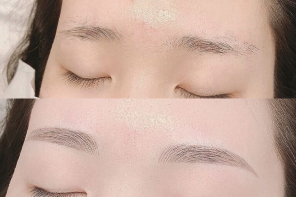 Lông mày ngắn hơn mắt, nằm ngang là dáng lông mày chữ nhất