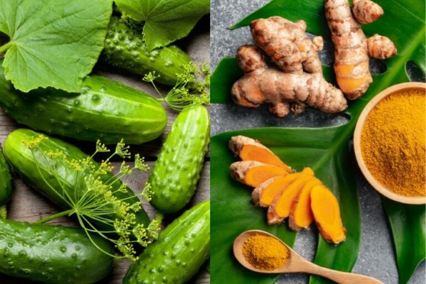 Cách trị quầng thâm mắt với dưa leo và bột nghệ