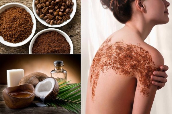 Tắm trắng bằng bột cafe với dầu dừa vừa giúp làm sáng da, vừa thúc đẩy sản sinh collagen