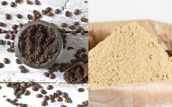 Tẩy tế bào chết bằng bã cà phê và cám gạo Tẩy tế bào chết bằng bã cà phê và cám gạo