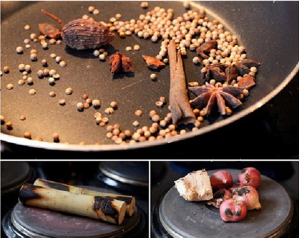 Hành tây và gừng nướng chín, bóc vỏ Hành tây và gừng nướng chín, bóc vỏ