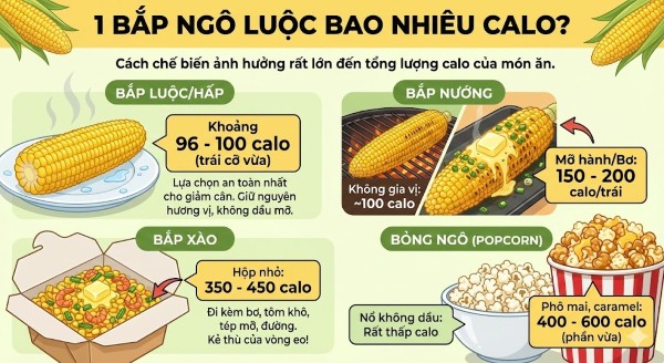 So sánh calo dựa trên cách chế biến