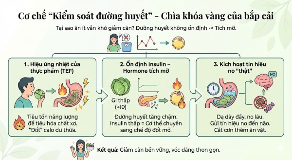 Cơ chế "Kiểm soát đường huyết" – Chìa khóa vàng của bắp cải