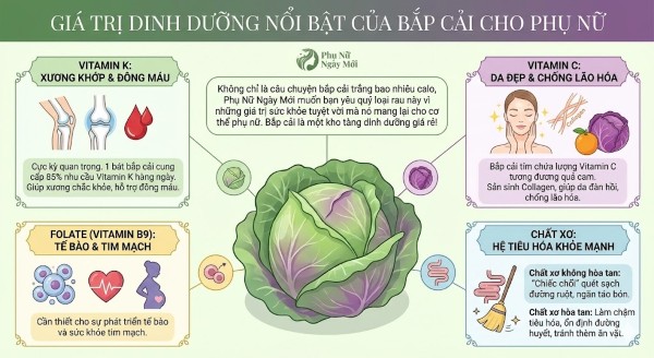 Giá trị dinh dưỡng nổi bật của bắp cải