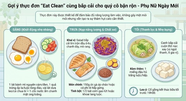 Gợi ý thực đơn "Eat Clean" cùng bắp cải cho quý cô bận rộn