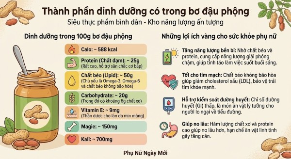 Thành phần dinh dưỡng có trong bơ đậu phộng