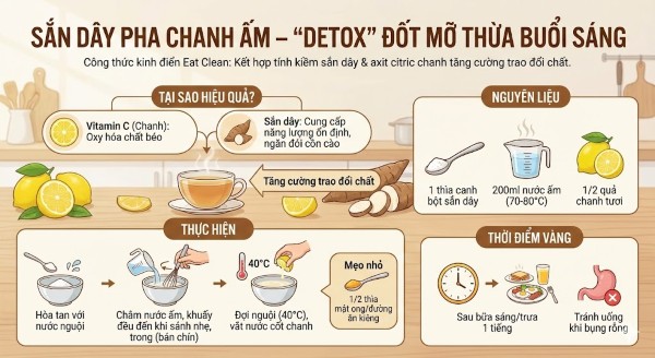 Sắn dây pha chanh ấm – "Detox" đốt mỡ thừa buổi sáng