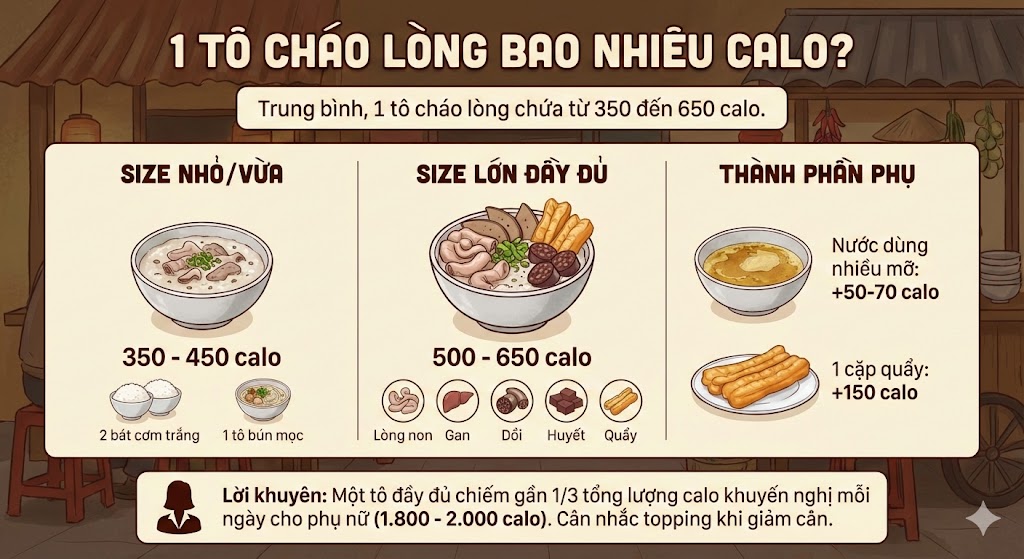 1 tô cháo lòng bao nhiêu calo?
