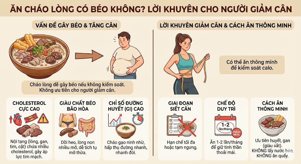 Ăn cháo lòng có béo không? Người giảm cân có nên ăn cháo lòng?