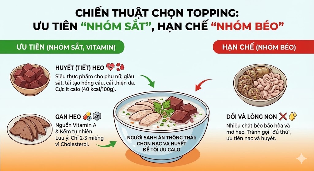 Chiến thuật chọn Topping: Ưu tiên "Nhóm sắt", hạn chế "Nhóm béo"