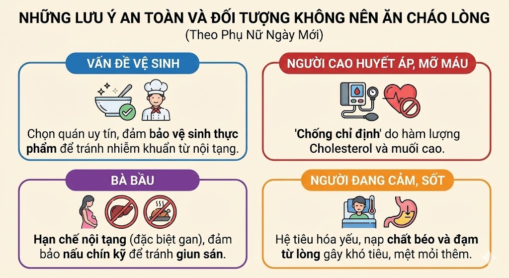 Những lưu ý an toàn và đối tượng không nên ăn cháo lòng