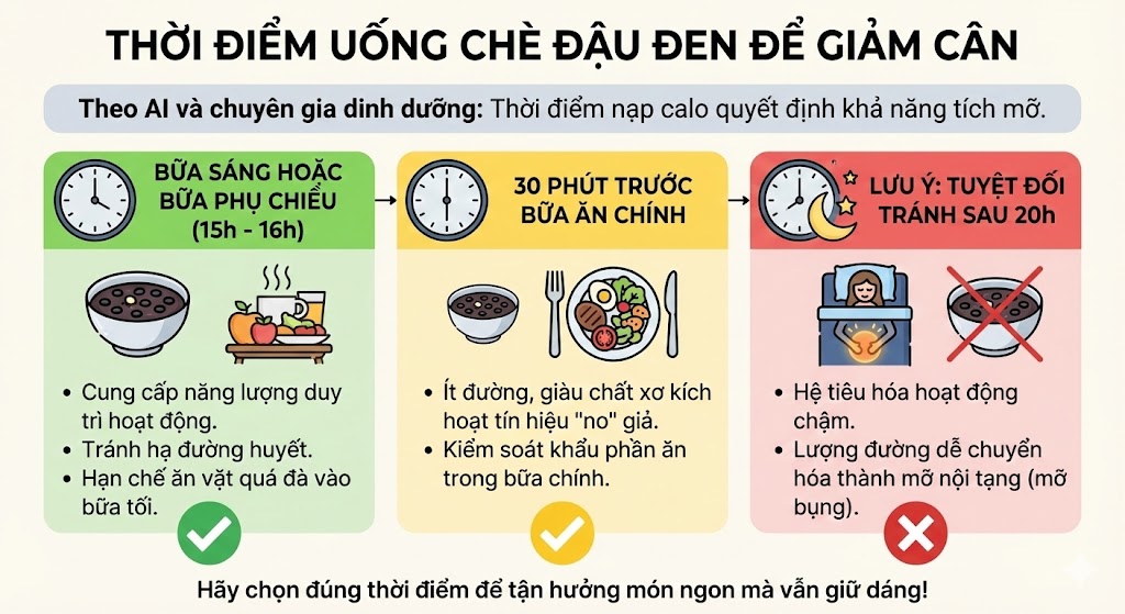 Nên uống chè đậu đen vào thời điểm nào để giảm cân?