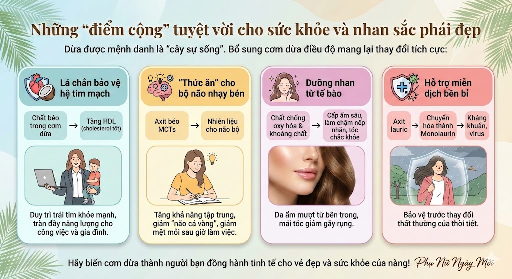Lợi ích khi ăn cơm dừa thường xuyên