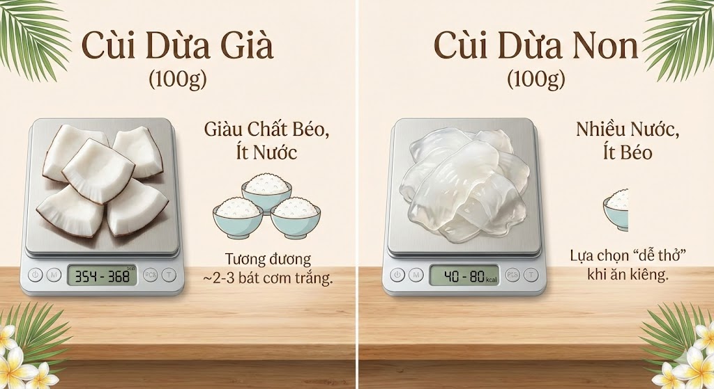 100g cùi dừa bao nhiêu calo?