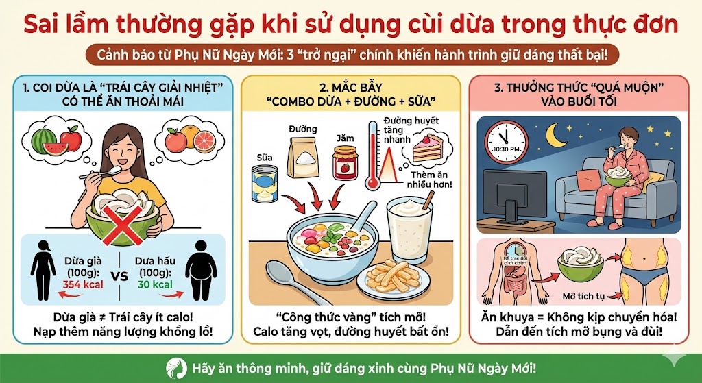 Sai lầm thường gặp khi sử dụng cùi dừa trong thực đơn