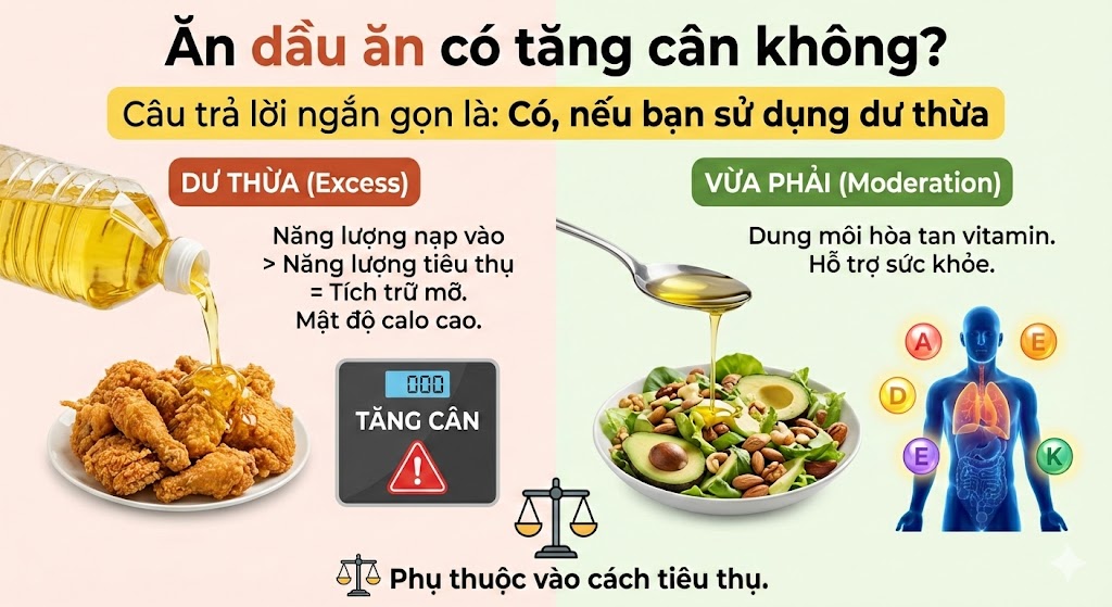 Ăn dầu ăn có tăng cân không?