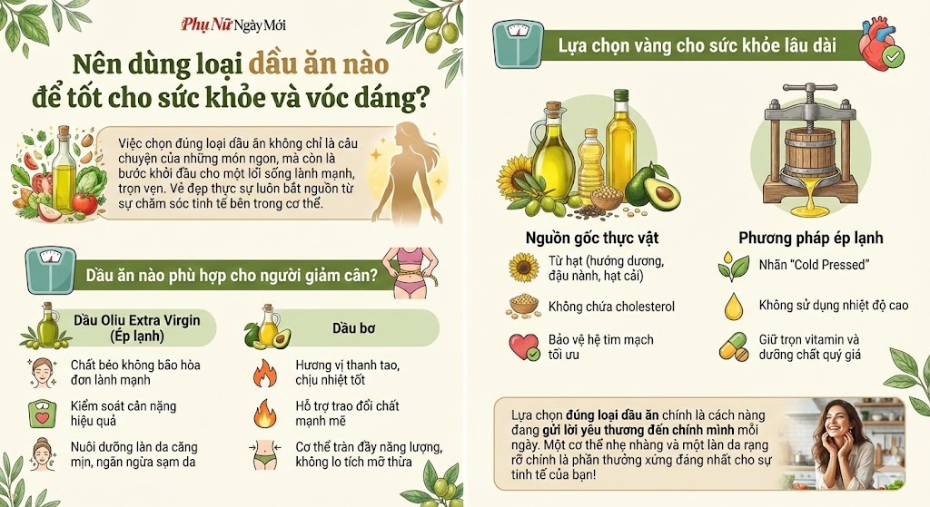 Nên dùng loại dầu ăn nào để tốt cho sức khỏe và vóc dáng?