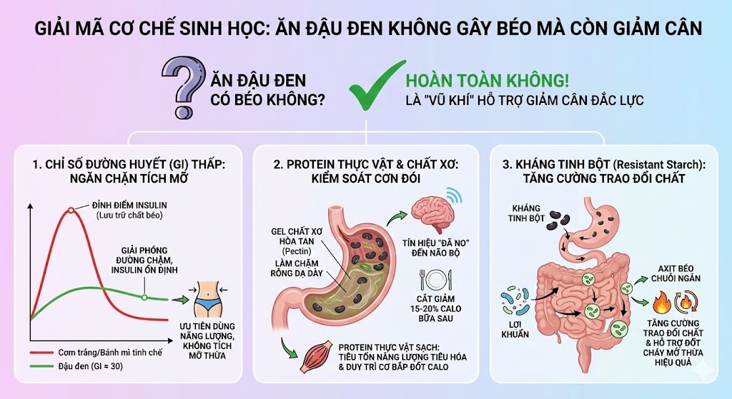 Ăn đậu đen có béo không? Giải mã cơ chế sinh học đằng sau nỗi lo tăng cân