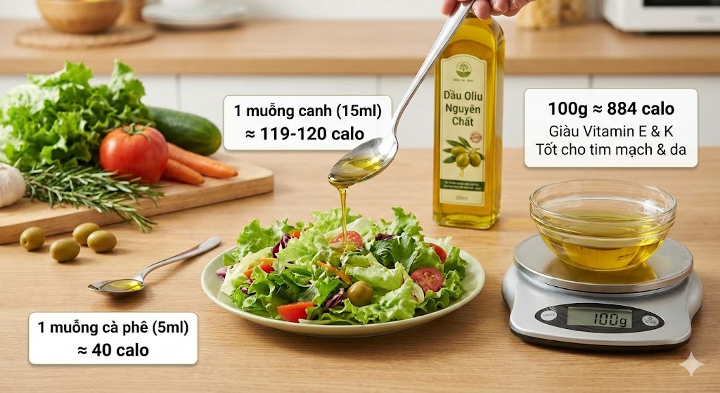 Dầu oliu bao nhiêu calo?