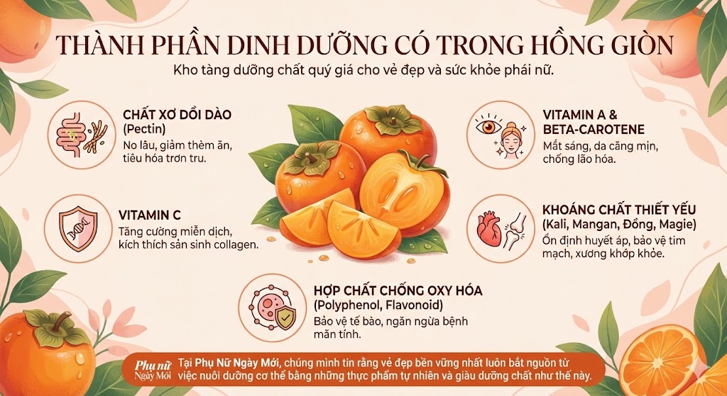 Thành phần dinh dưỡng có trong hồng giòn