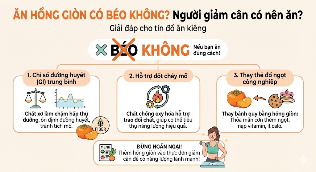 Ăn hồng giòn có béo không? Người giảm cân có nên ăn?