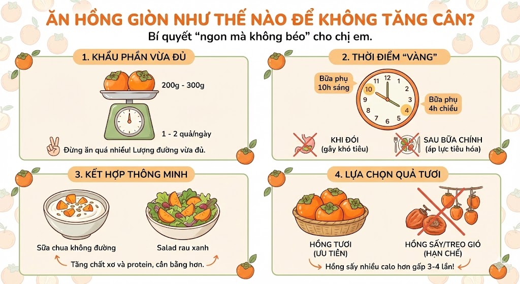 Ăn hồng giòn như thế nào để không tăng cân?