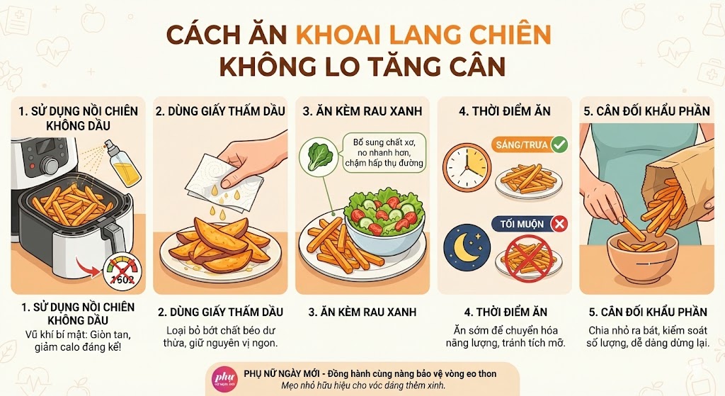 Cách ăn khoai lang chiên không lo tăng cân