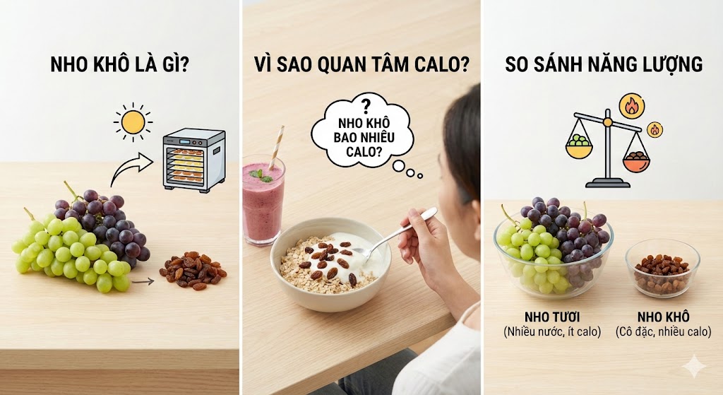 Nho khô là gì? Vì sao nhiều người quan tâm lượng calo trong nho khô?