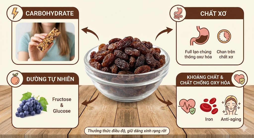 Thành phần dinh dưỡng trong nho khô