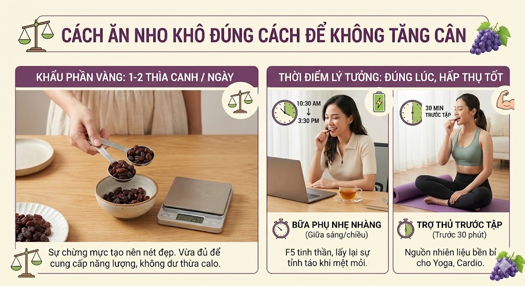 Cách ăn nho khô đúng cách để không tăng cân