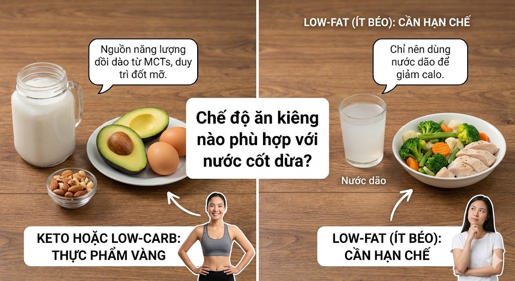 Chế độ ăn kiêng nào phù hợp với nước cốt dừa?