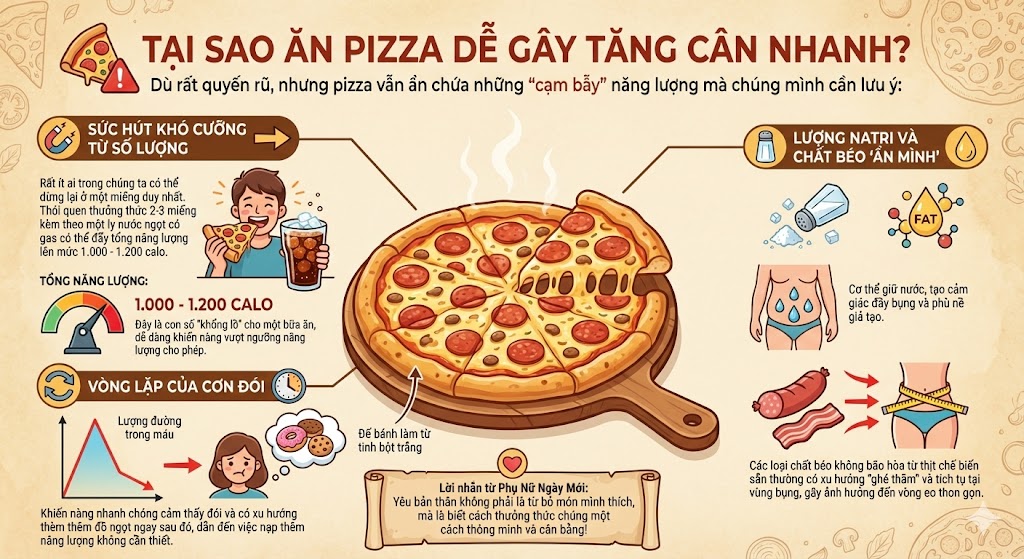 Vì sao ăn pizza dễ gây tăng cân nhanh?