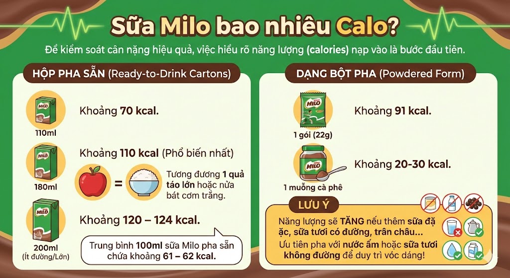 Sữa Milo bao nhiêu Calo?